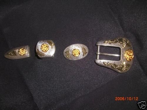 Ladies SILVER /roses BELT BUCKLE /Tip /keeper  