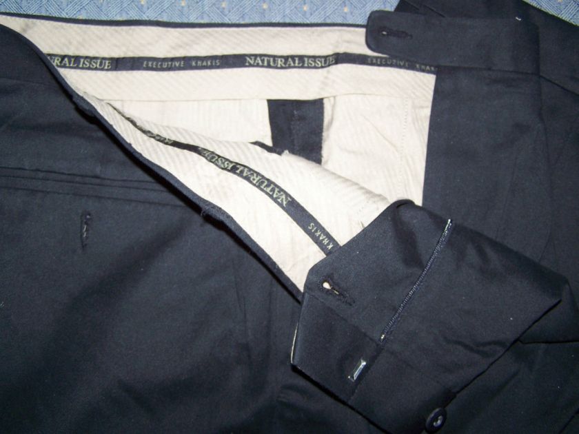 NATURAL ISSUE MENS EXECUTIVE KHAKIS IN BLACK  SIZE 38/32. CUFFED 