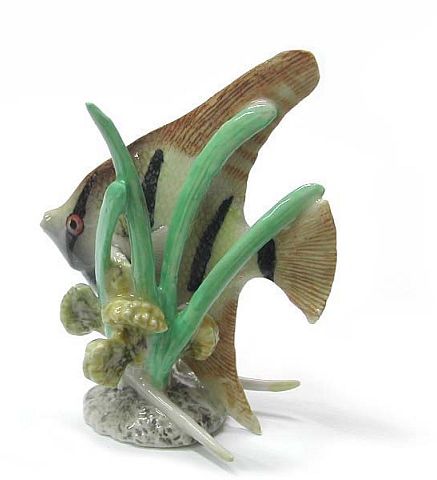   Porcelain Miniature   Angelfish with Sea Grass   Angel Fish  