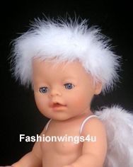 White full fluff elastic marabou angel halo ring Baby  