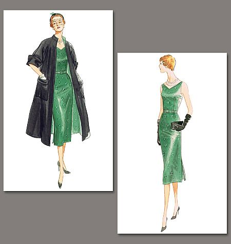 V1137 Patron Vogue Dessin 1950 Robe Manteau T 36 42  