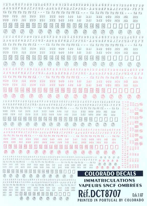 Colorado Decals HO STEAM LOCOMOTIVE MARKINGS Shaded  