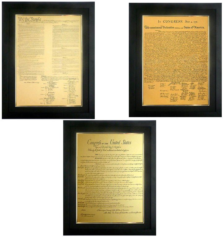 Constitution, Bill of Rights & Declaration Framed Set  