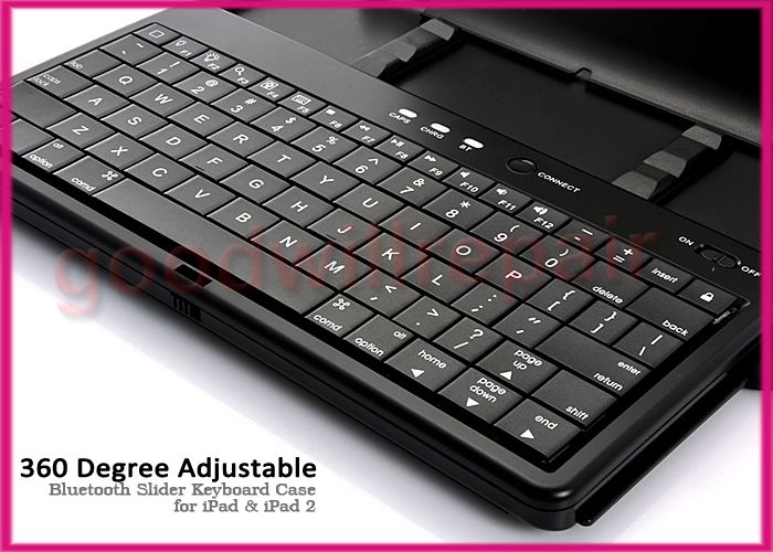 iPad 2 Bluetooth Keyboard 360 Swivel Rotate Case Black  