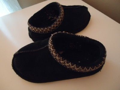 boy girl SZ 12 UGG TASMAN CHILDRENS SLIPPERS BLACK USED  