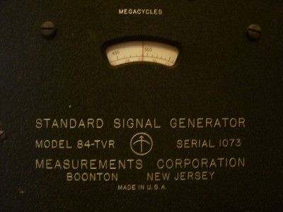 MEASUREMENTS CORP. Standard Signal Generator 84 TVR Boonton NJ  