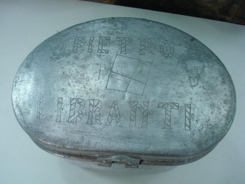 WWI ITALIAN ALUMINUM MESS KIT w/TRENCH ART GRAFFITI  