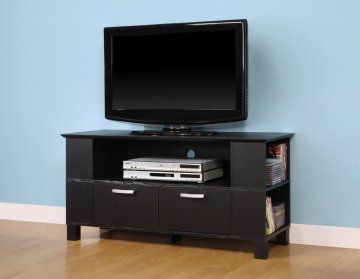 TV Stand / Console with 2 Glass Doors   Black  