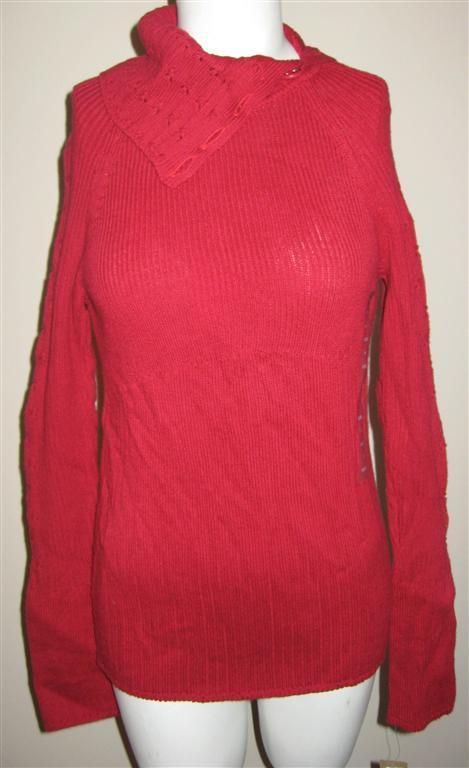 DKNY Red Turtleneck Sweater Petite Medium PM NEW $59 N  