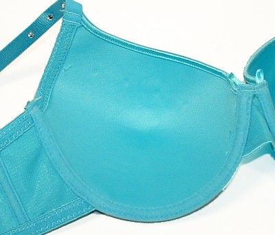 DYNASHAPE SATIN/ LACE/ RHINESTONE BRA  Blue 32B 38B  