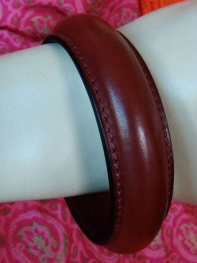 NWT HERMES ASTRAL Leather Bangle Bracelet ROUGE H Stackable Chunky 