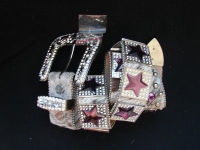 Western RHINESTONE Leather COWGIRL STAR Crystal SHOW Belt M/L/XL 