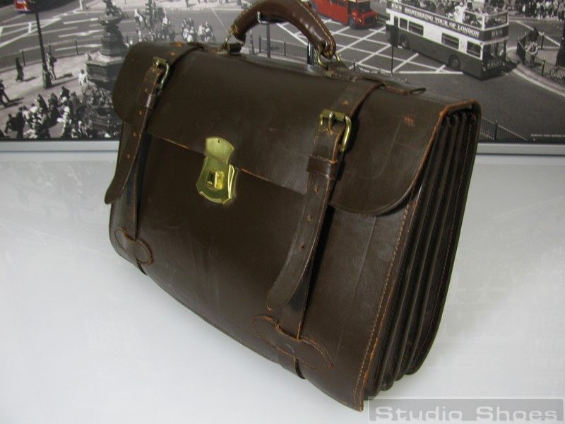 Vintage Antique Scholar Attache Lawyer Attorney USA Leather Briefcase 