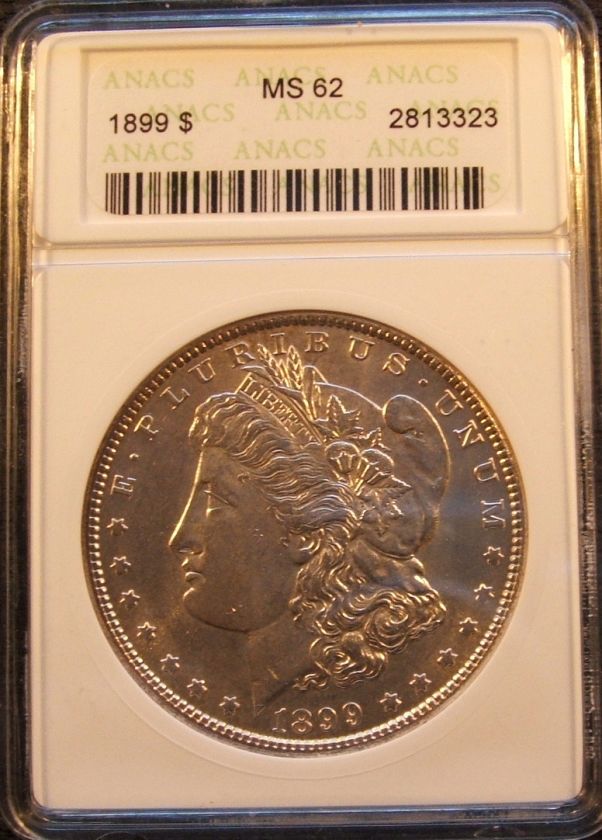 1899 MS 62 ANACS Morgan Dollar Tough Date in BU  