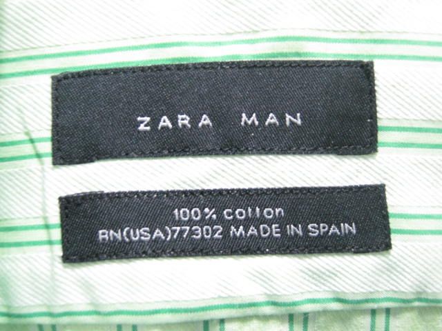 ZARA MAN Mens Green Stripe Button Front Shirt Top 14  