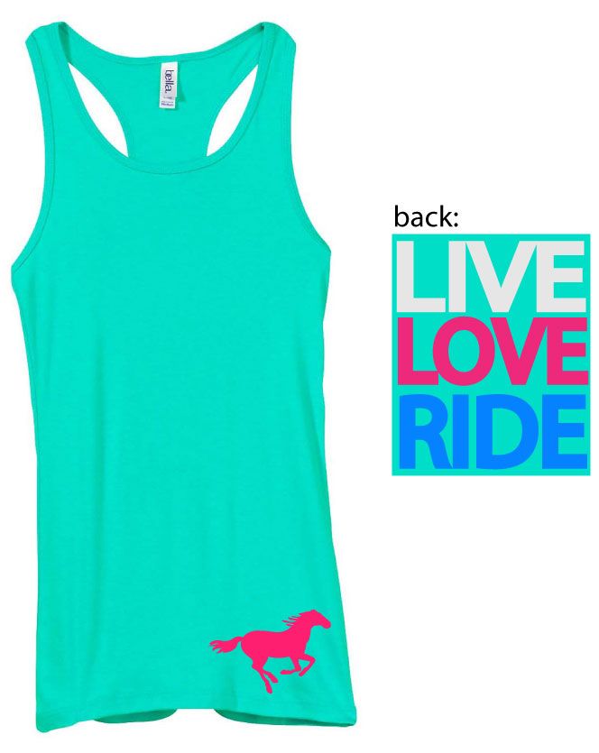 live love ride cowgirl racerback longer length juniors tank top 