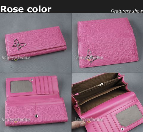 pcs in 4 Butterfly Heart Lady Long Wallet Purse Bag  