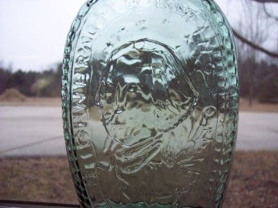 Antique Vintage General George Washington Eagle Blue Green FLASK 