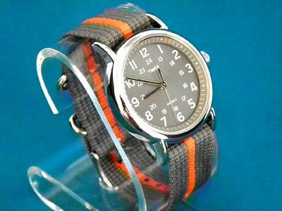 VINTAGE TIMEX MILITARY STYLE GREY FACE 24 HOUR DIAL INDIGLO WATCH NIB 