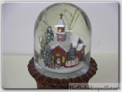 New 11 Church WaterGlobe Wooden Base Silent Night  