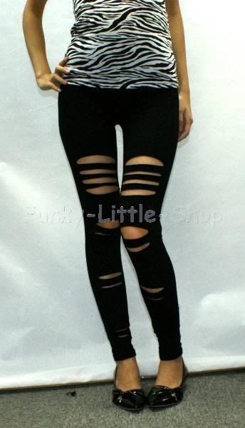 black slice leggings tight pants rock punk emo EGL p289  