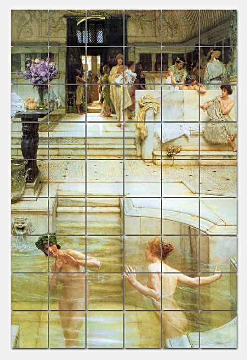 ALMA TADEMA WOMEN/ROMAN BATHS Ceramic Tile Mural 48x72  