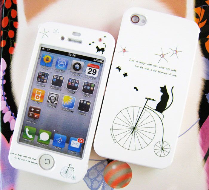 APPLE IPHONE 4G Hard Plastic Case Cover BIKE&CAT +Clean  