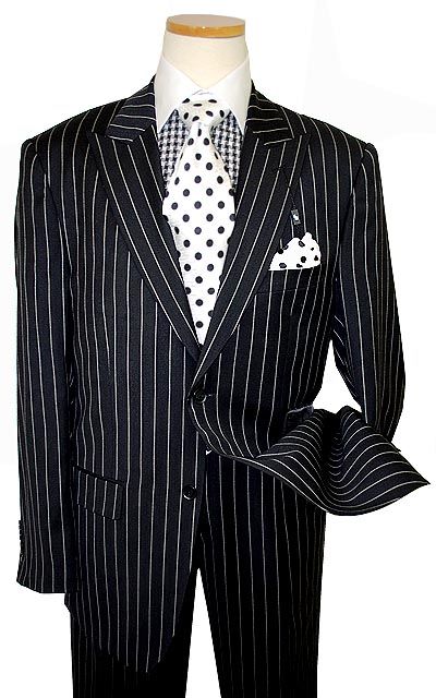 STEVE HARVEY BLACK/WHITE CHALK STRIPES SUIT~SZ 42L  