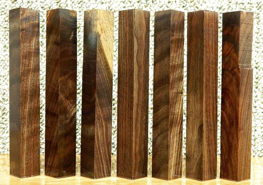 Lot of 7 Black Walnut Super Figured Marbled Pen Blanks Turning Blocks 