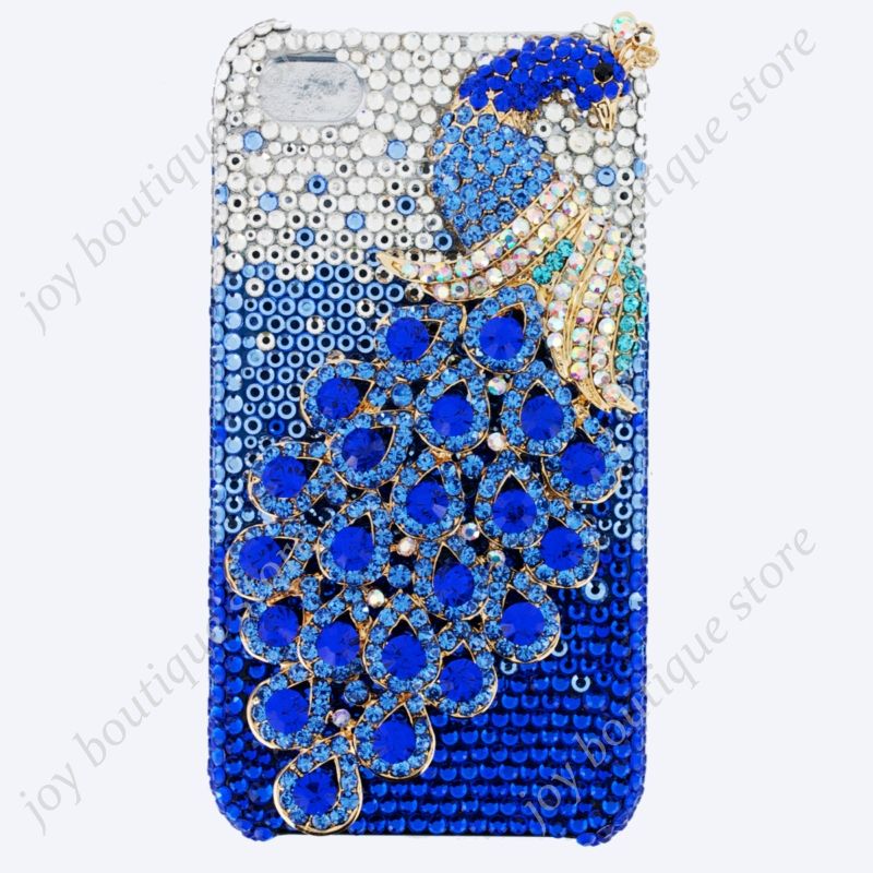 Leopard 3D peacock Bling Crystal full rhinestone Case Cover for Apple 