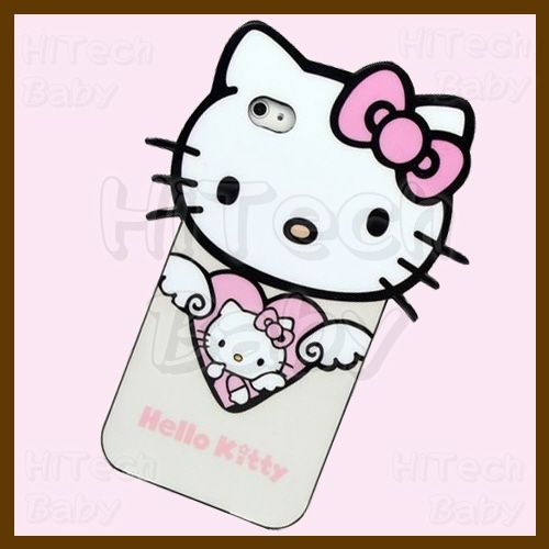   KITTY Angel Heart Semi soft Die cut Case Cover for iPhone 4  