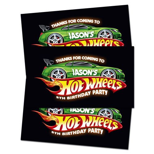 10 HOT WHEELS Treat Bag THANK YOU TAGS  