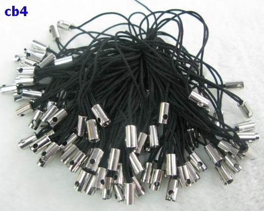 100 Black Charm Mobile Phone Dangle Strap Cord cb4  