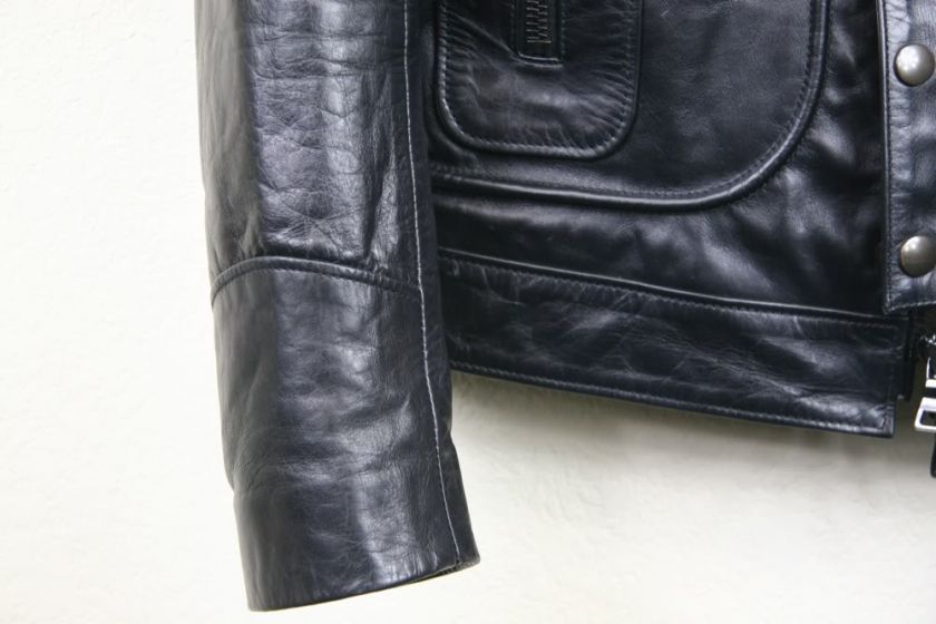   Balmain Black Leather Biker Jacket Blouson by Chrisophe Decarnin 48 46