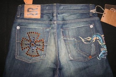 475 RA RE MAN MADE ITALY STUDS DRAGON JEAN PANT SZ 30  