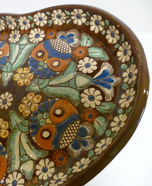 Beautiful Thoune Swiss Pottery Heart Shaped Plate decorated with a 