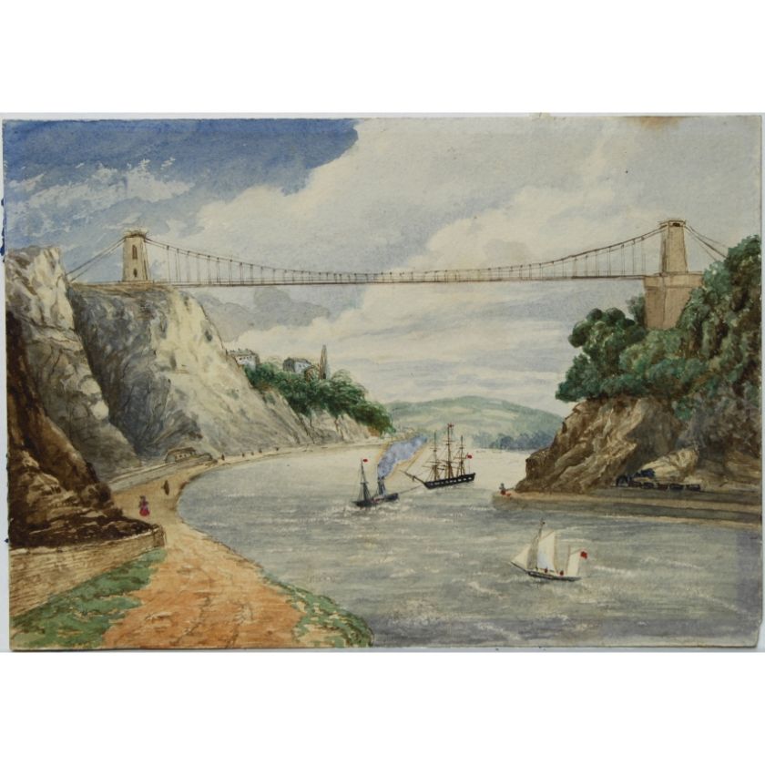 Morgan Clifton Suspension Bridge Antique Painting  