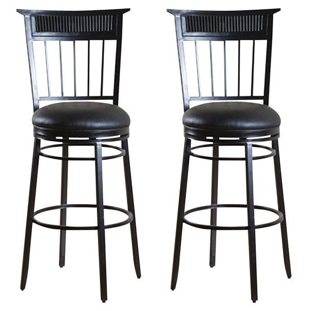 Set of 2 NEW SPENCER Black Swivel Bar Stools 24  