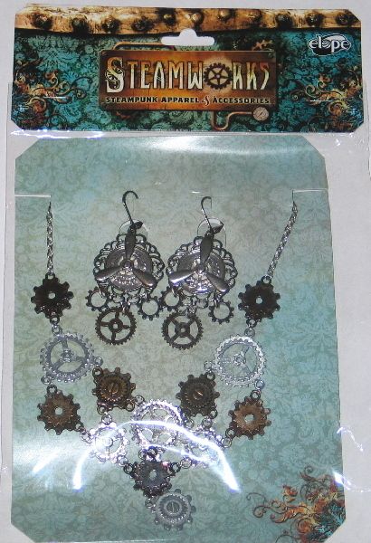 SteamPunk Victorian Gears Necklace & Propeller Earrings  