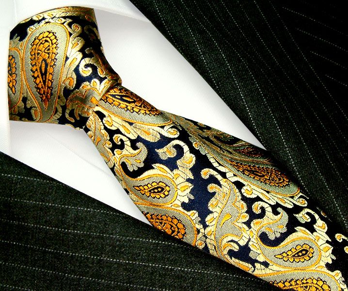 12025 US / LORENZO CANA TIE ITALIAN TRADITION BLUE GOLD  