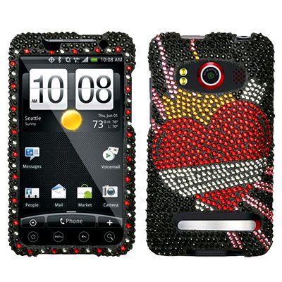 BLING Phone Cover Case For HTC EVO 4G Sprint HeartBreak  