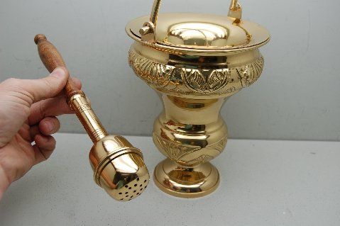 Fine Holy Water Bucket & Sprinkler set + + chalice +  