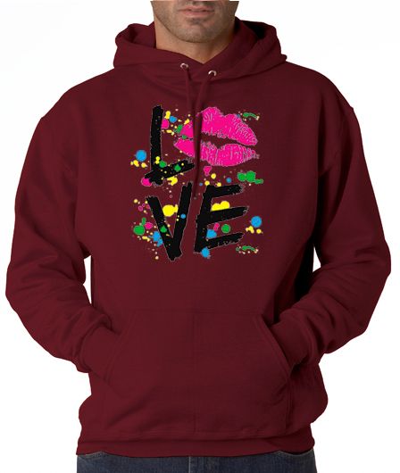 Love Lips Kiss Neon Paint 50/50 Pullover Hoodie  