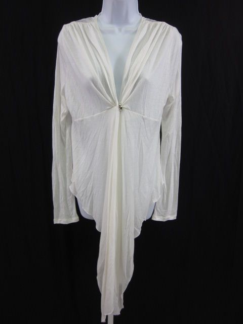 CARIBBEAN QUEEN White Sequin Long Sleeve Cardigan Sz L  