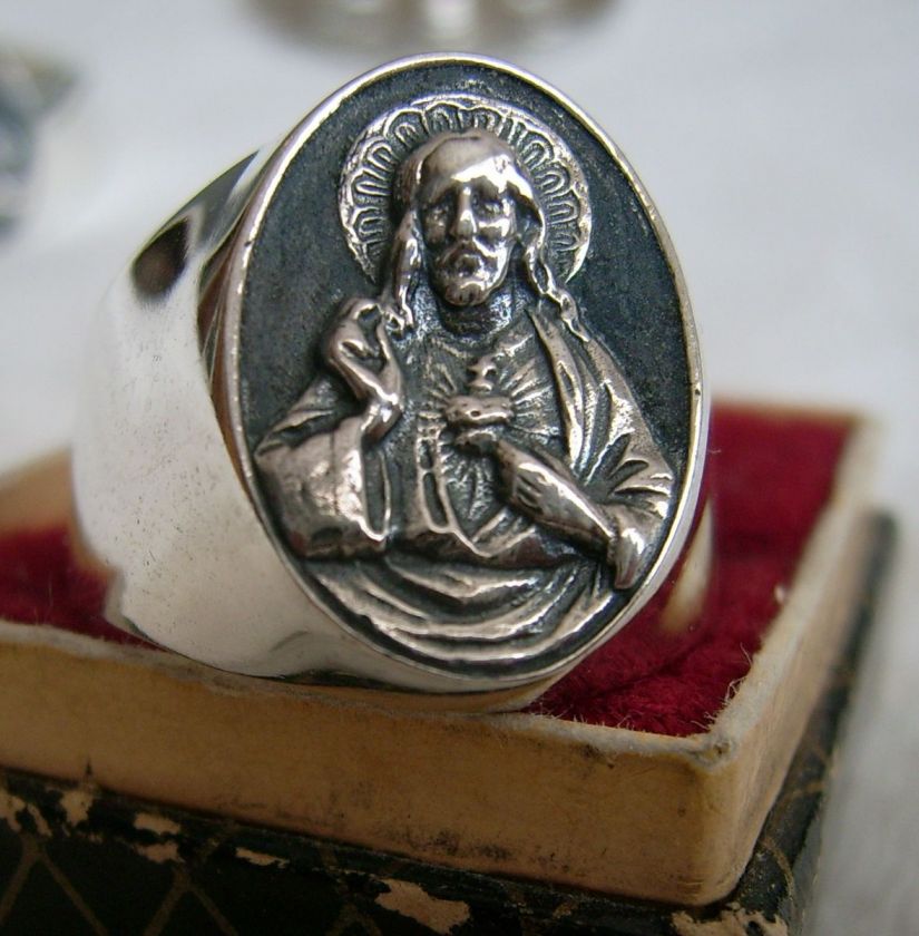 CHRISTIAN RING Sacred Heart of Jesus 925 SILVER  