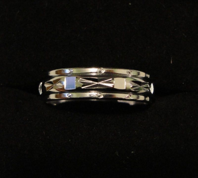 White Gold Plated 5mm Spinner Spinning Ring Size 9 SP3  