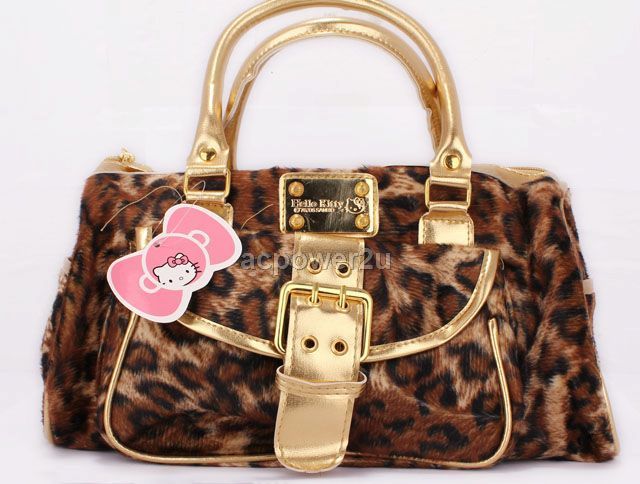 Leopard hellokitty kitty cat women tote shoulder bag handbag purse new 