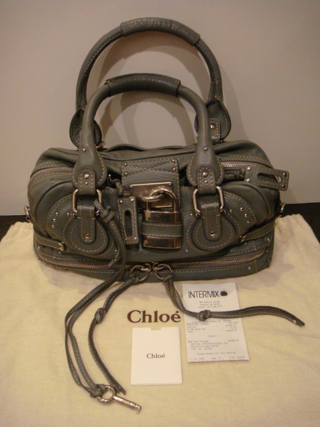 AUTHENTIC CHLOE GREY GREEN PADDINGTON HANDBAG  