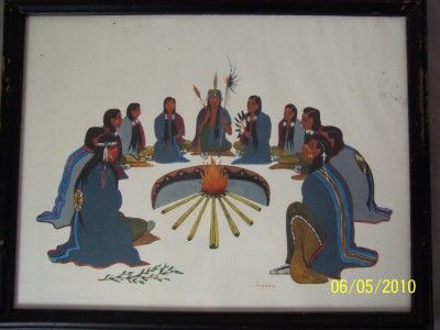 Vintage 1958 WOODY CRUMBO Peyote Ceremony Litho Print  