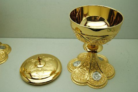 Traditional Gothic Chalice, Paten & Ciborium Set +  